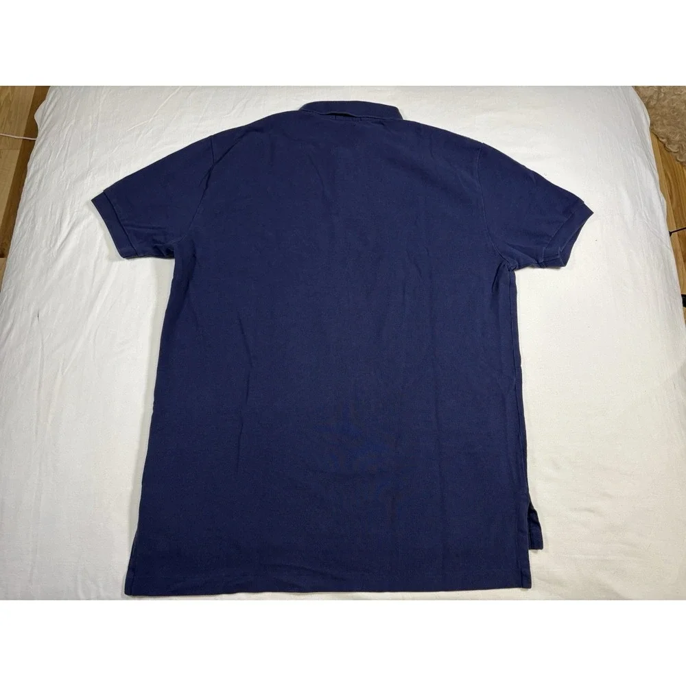 Polo Ralph Lauren Men's Large Navy Blue Mesh Polo Shirt Red Pony Classic Fit L/G
